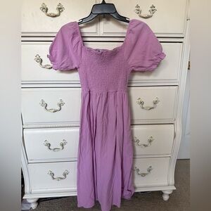 Charlie Lilac Smocked Dress with Puff Sleeve